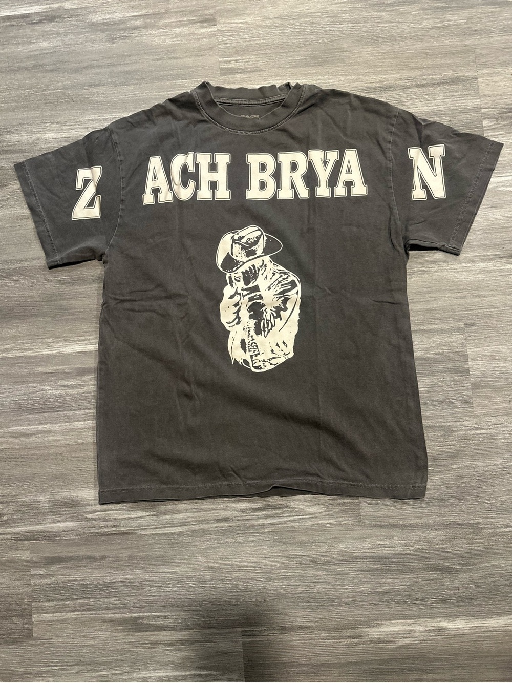 Zach Bryan Cowboy Portrait Graphic Tee T-Shirt Men M Gray Official Merch Western